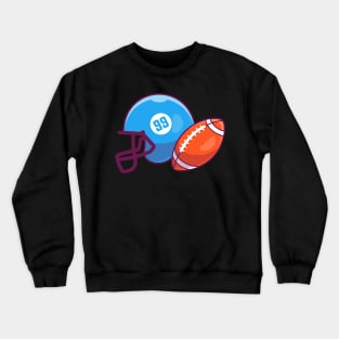 Helmet and rugby ball  cartoon Crewneck Sweatshirt